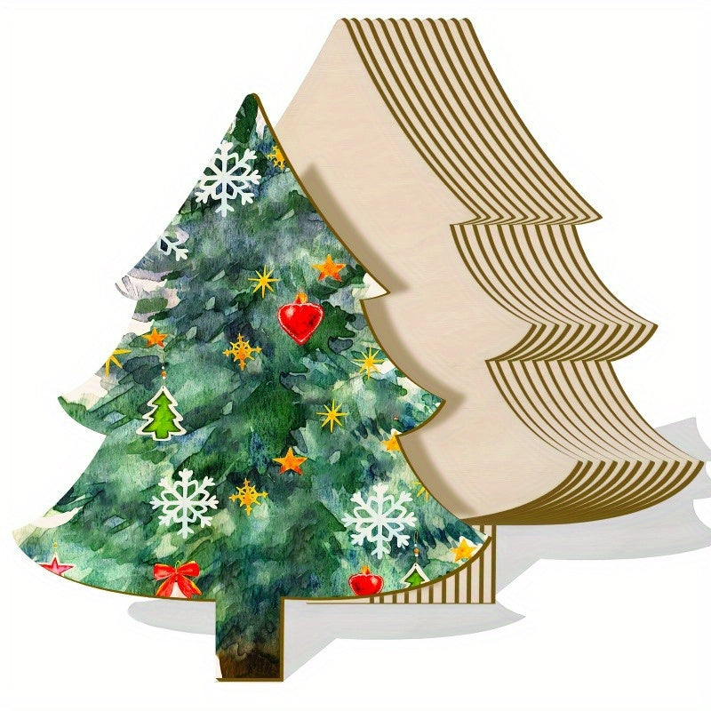 Wooden Christmas Tree Cutout, Christmas Wooden Ornaments, Blank Christmas Tree Craft Wooden Decorations, For DIY Christmas Party Decor Wooden Christmas Tree Cutout, Christmas Wooden Ornaments, Blank Christmas Tree Craft Wooden Decorations, For DIY Christmas Party Decor